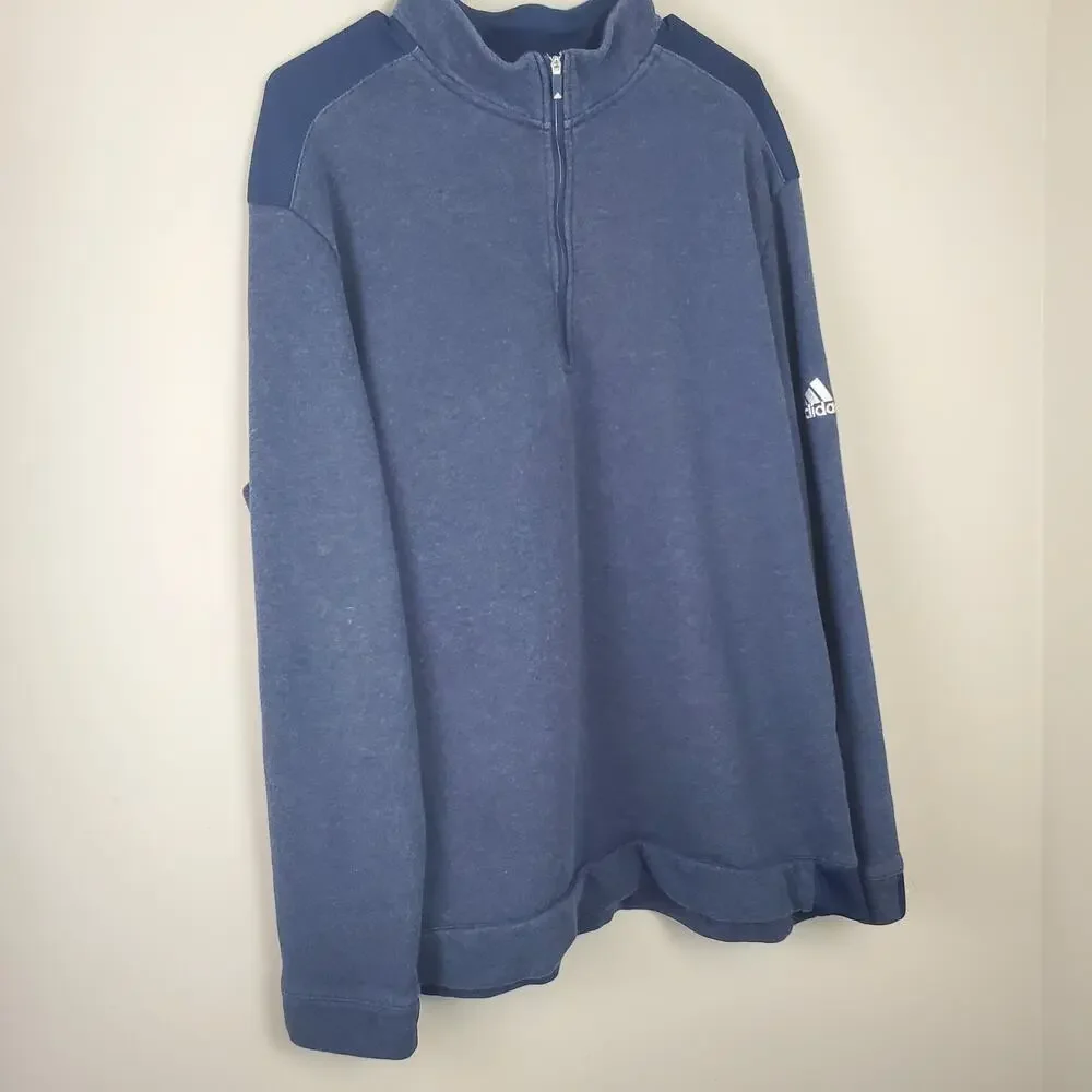 ADIDAS Navy Blue Quarter Zip Pullover Sweatshirt